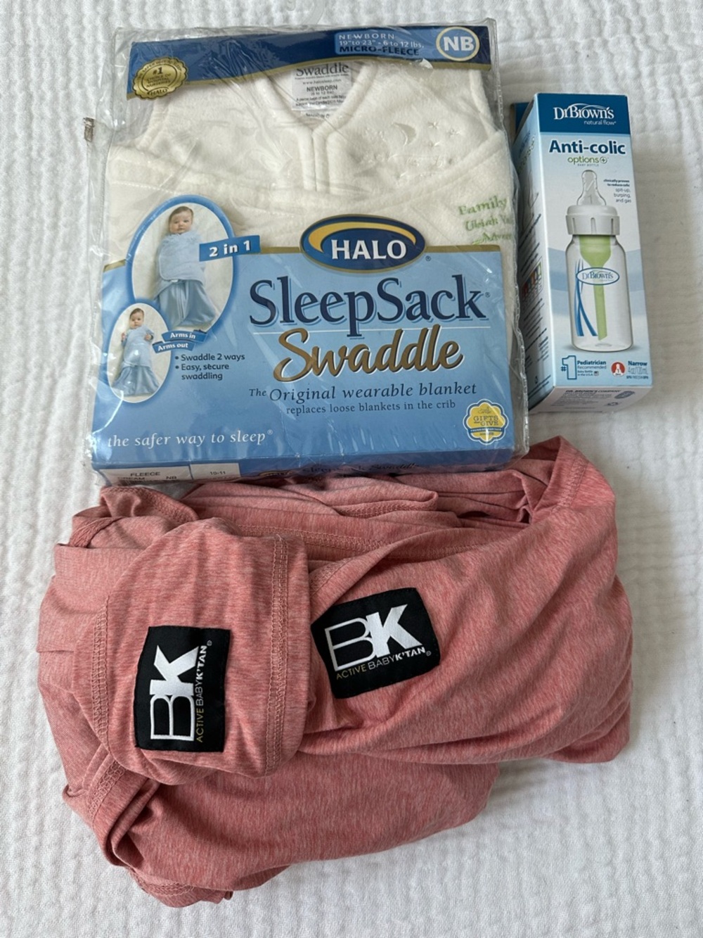 Baby bundle k’tan, swaddle, bottle